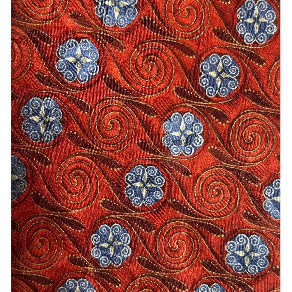 Ermenegildo Zenga 100%‎ Silk Tie Red & Blue Swirls Made in Italy EUC
